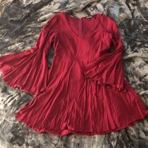 Express Bell Sleeve Burgundy Mini Dress